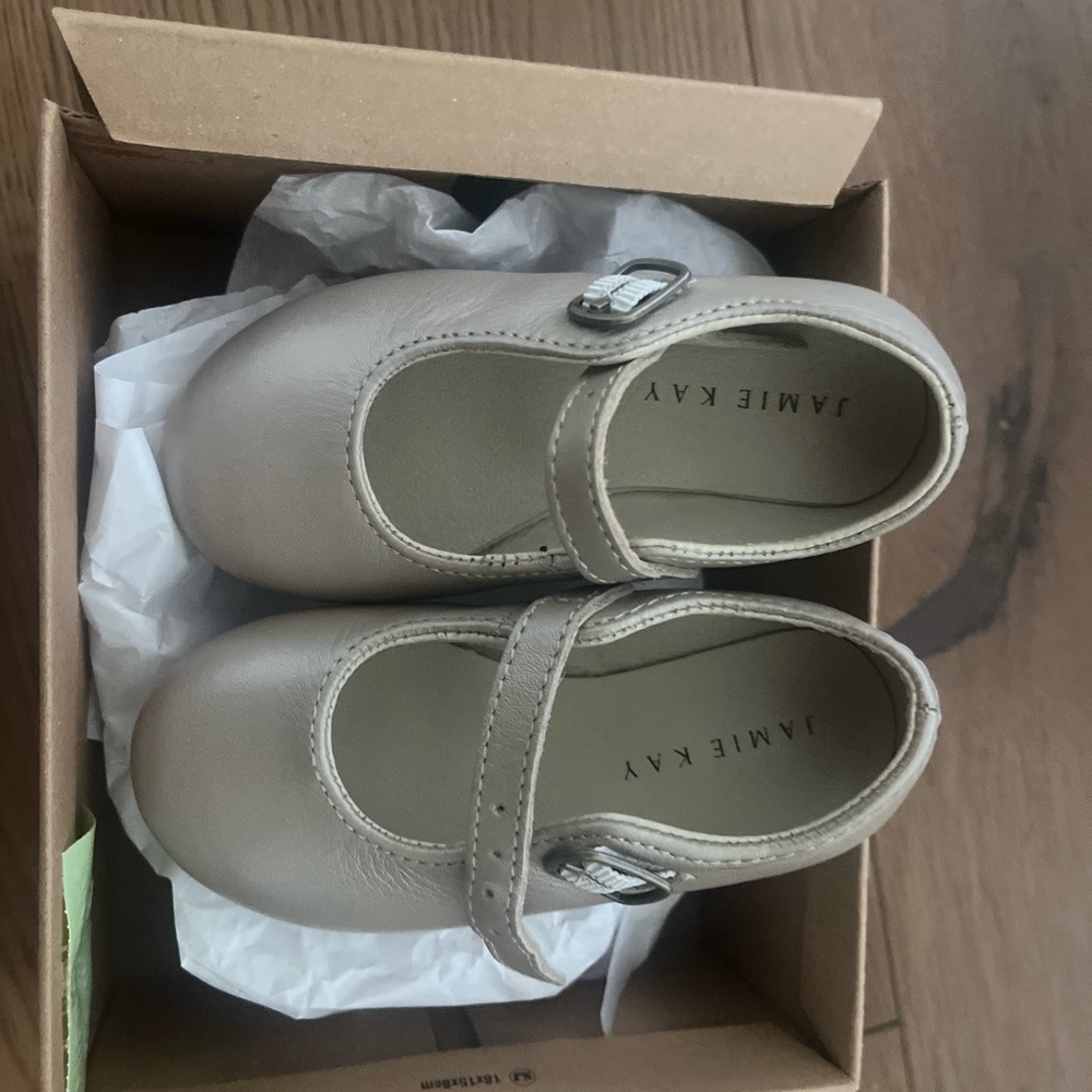Jamie Kay Kids Leather Mary Jane Shoes - Gold/Metallic.